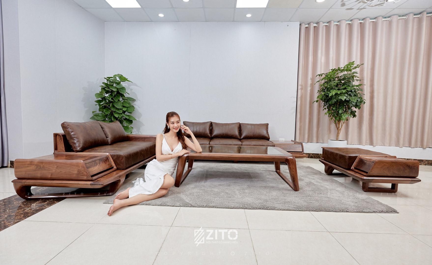 sofa gỗ óc chó tự nhiên ZG 179